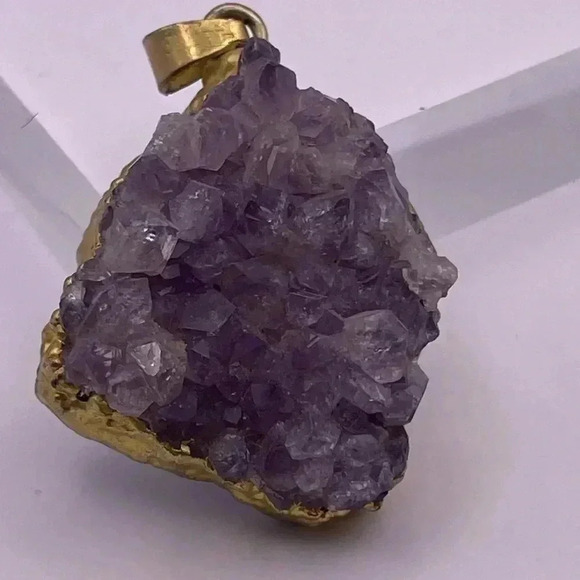Amethyst Druzy Pendant, ROUGH AMETHYST CRYSTAL - Picture 1 of 9